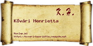 Kővári Henrietta névjegykártya